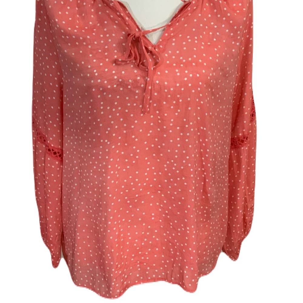 Elegant Coral Polka Dot Blouse